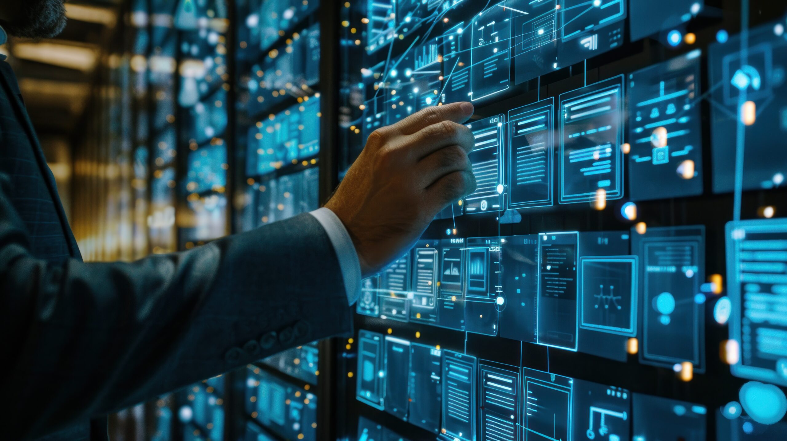 Man Performing Master Data Management Through Data Software